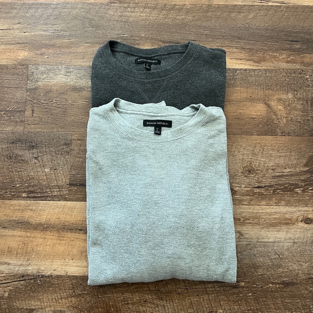 Banana Republic Heather and Charcoal Gray Waffle Knit Top